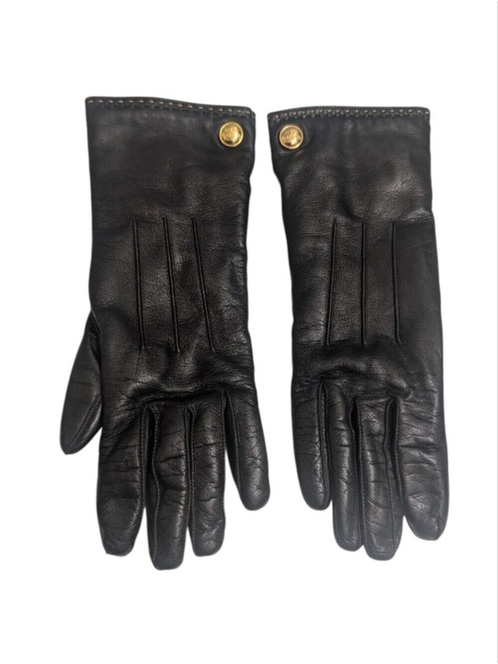 COACH Classic Black Leather Gloves, Cashmere lined Y2K